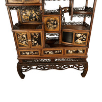 Antique Japanese Lacquer Inlaid Hardwood Meiji Period Shibayama Shodana Cabinet Circa 1880