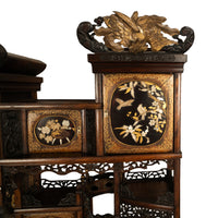 Antique Japanese Lacquer Inlaid Hardwood Meiji Period Shibayama Shodana Cabinet Circa 1880
