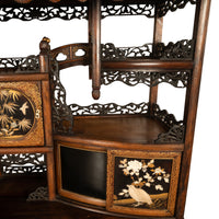 Antique Japanese Lacquer Inlaid Hardwood Meiji Period Shibayama Shodana Cabinet Circa 1880