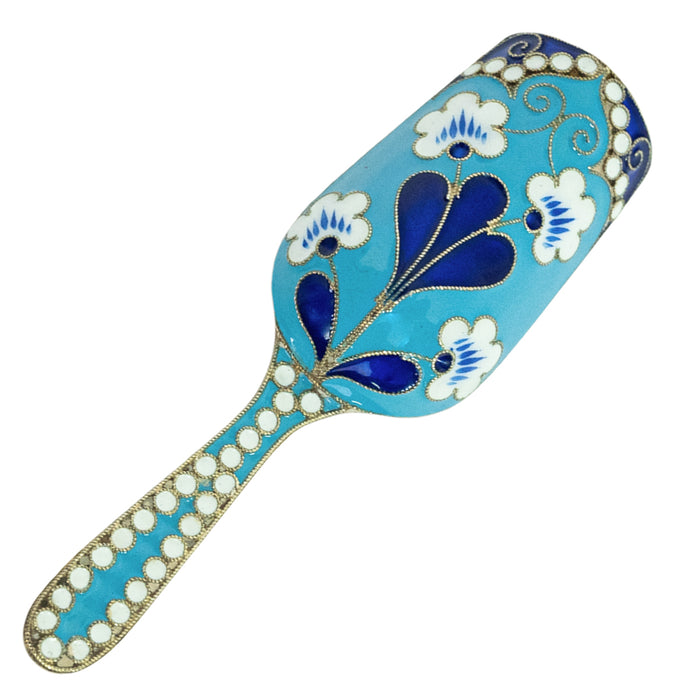 Antique Russian Soviet Era Silver Gilt Cloisonne Enamel Tea Caddy Spoon Moscow