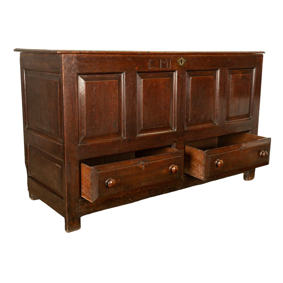 Monumental Antique Georgian Joined Oak Mule Dowry Chest Coffer Yorkshire 1720