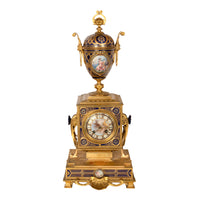 Antique French Ormolu & Sevres Porcelain 3 Piece Clock Candelabra Garniture 1870