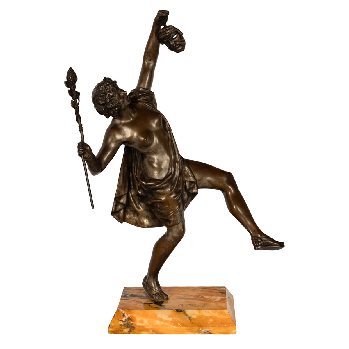 Antique Spanish Art Nouveau Bronze Neo-Classical Sculpture Statue Bacchante 1890 By Gustave Obiols Delgado