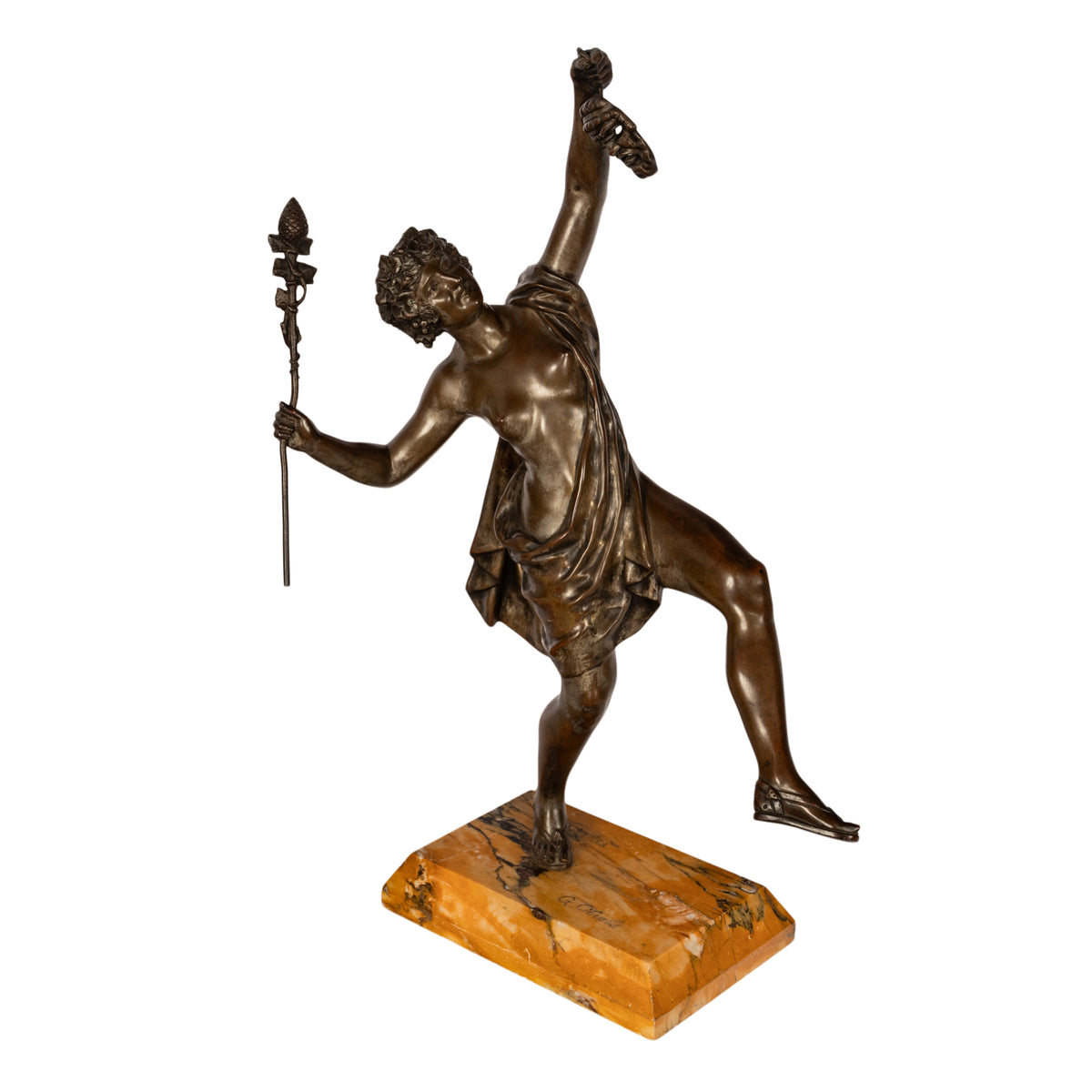 Antique Spanish Art Nouveau Bronze Neo-Classical Sculpture Statue Bacchante 1890 By Gustave Obiols Delgado