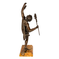Antique Spanish Art Nouveau Bronze Neo-Classical Sculpture Statue Bacchante 1890 By Gustave Obiols Delgado