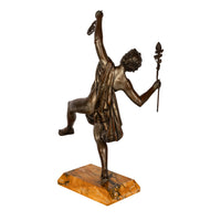 Antique Spanish Art Nouveau Bronze Neo-Classical Sculpture Statue Bacchante 1890 By Gustave Obiols Delgado