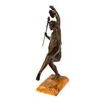 Antique Spanish Art Nouveau Bronze Neo-Classical Sculpture Statue Bacchante 1890 By Gustave Obiols Delgado