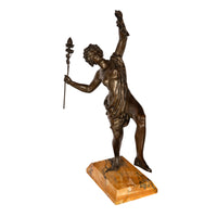 Antique Spanish Art Nouveau Bronze Neo-Classical Sculpture Statue Bacchante 1890 By Gustave Obiols Delgado