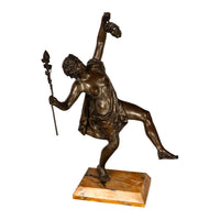 Antique Spanish Art Nouveau Bronze Neo-Classical Sculpture Statue Bacchante 1890 By Gustave Obiols Delgado