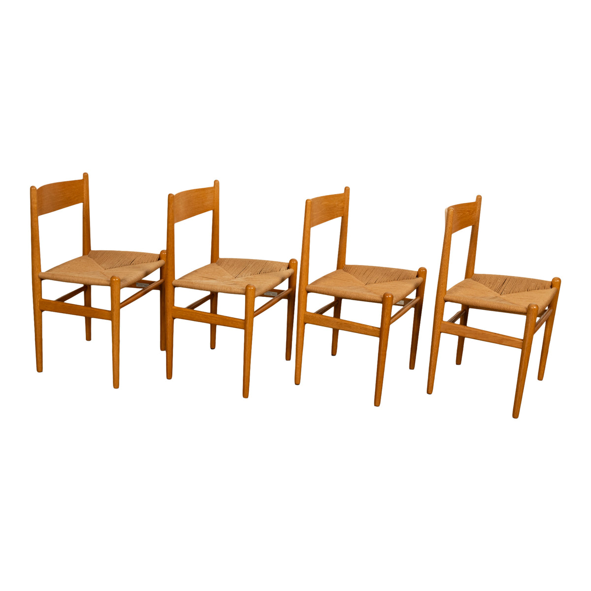 Mid Century Hans Wegner Set 4 Beech Danish Cord Dining Chairs Carl Hansen & Søn