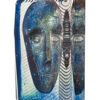 Swedish Art Glass Sculpture Blue Head Bertil Vallien Kosta Boda Signed Numbered