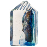 Swedish Art Glass Sculpture Blue Head Bertil Vallien Kosta Boda Signed Numbered