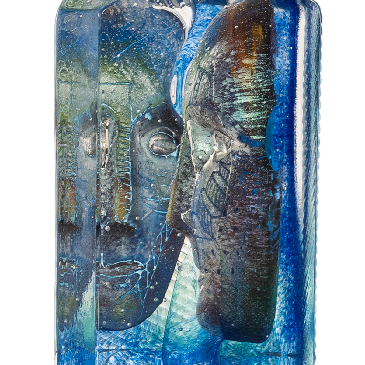 Swedish Art Glass Sculpture Blue Head Bertil Vallien Kosta Boda Signed Numbered