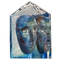 Swedish Art Glass Sculpture Blue Head Bertil Vallien Kosta Boda Signed Numbered