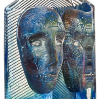 Swedish Art Glass Sculpture Blue Head Bertil Vallien Kosta Boda Signed Numbered