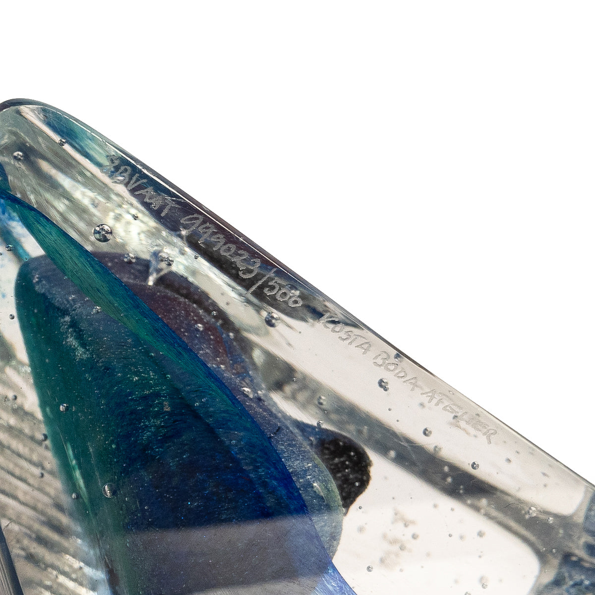 Swedish Art Glass Sculpture Blue Head Bertil Vallien Kosta Boda Signed Numbered
