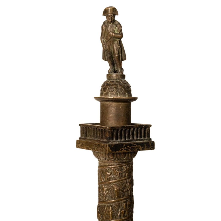 Antique French Grand Tour Bronze Desk Statue Sculpture Napoleon Column Vendome Paris 1860
