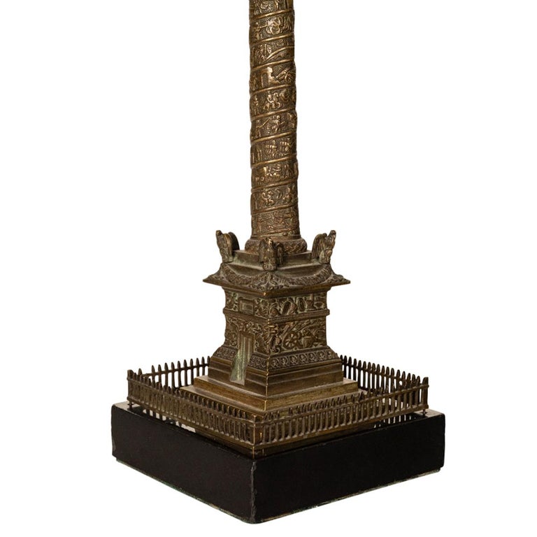 Antique French Grand Tour Bronze Desk Statue Sculpture Napoleon Column Vendome Paris 1860