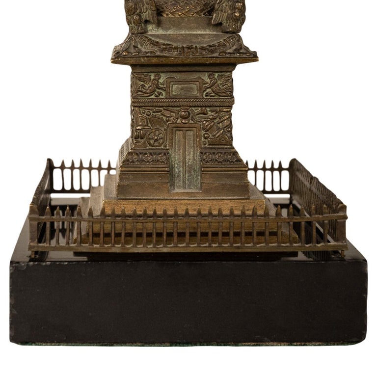 Antique French Grand Tour Bronze Desk Statue Sculpture Napoleon Column Vendome Paris 1860