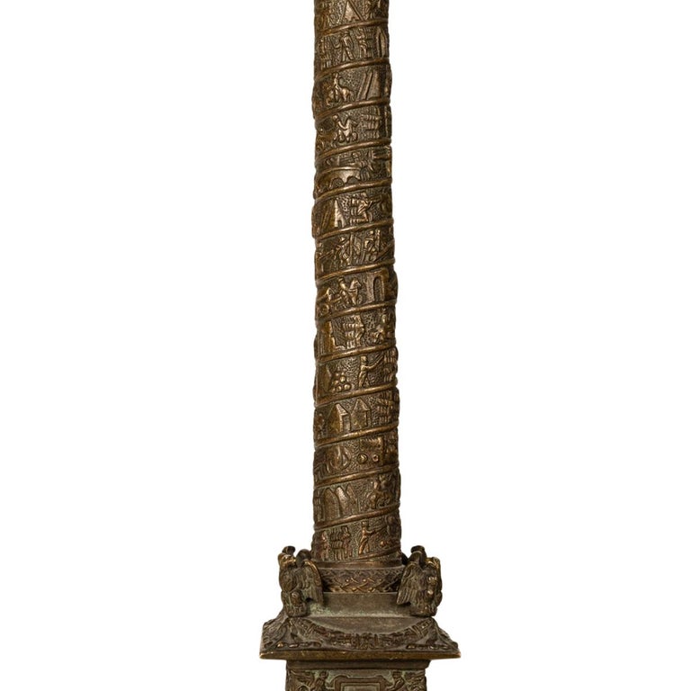 Antique French Grand Tour Bronze Desk Statue Sculpture Napoleon Column Vendome Paris 1860