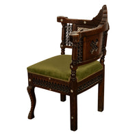 Antique Islamic Moorish Syrian Carved Inlaid Mother of Pearl Corner Chair 1880