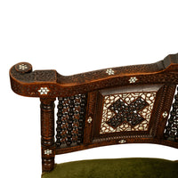 Antique Islamic Moorish Syrian Carved Inlaid Mother of Pearl Corner Chair 1880