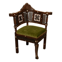 Antique Islamic Moorish Syrian Carved Inlaid Mother of Pearl Corner Chair 1880