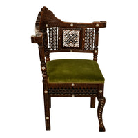 Antique Islamic Moorish Syrian Carved Inlaid Mother of Pearl Corner Chair 1880