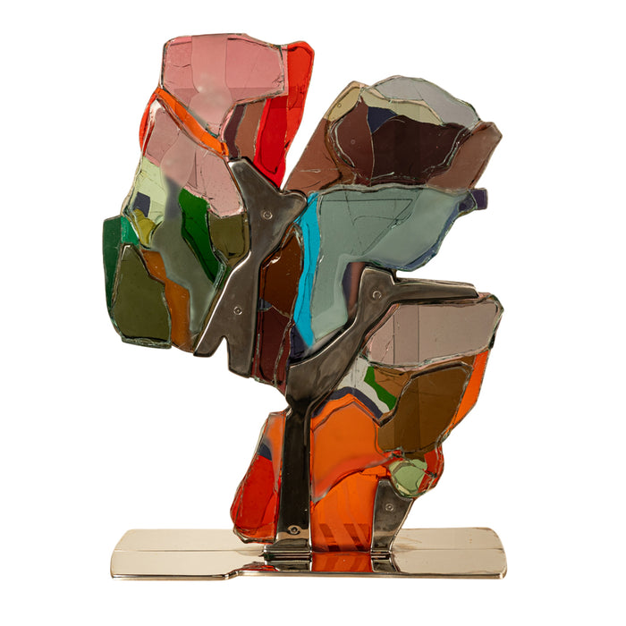 Pacific Northwest Oregon Abstract Modernist Laminated Glass Nickel Sculpture by Frederick Heidel