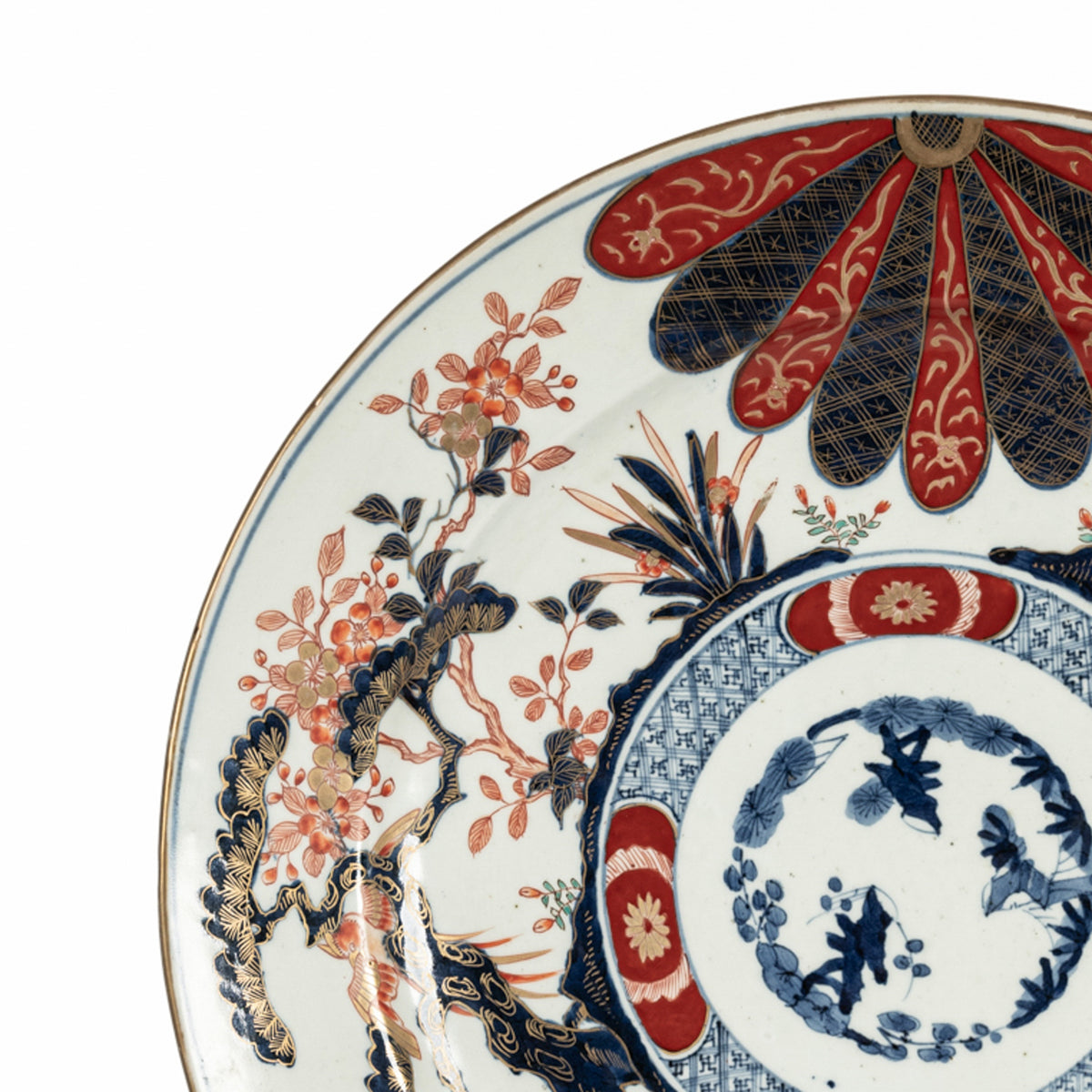 Monumental Antique Japanese Meiji Period Imari Porcelain Charger Plate 1880