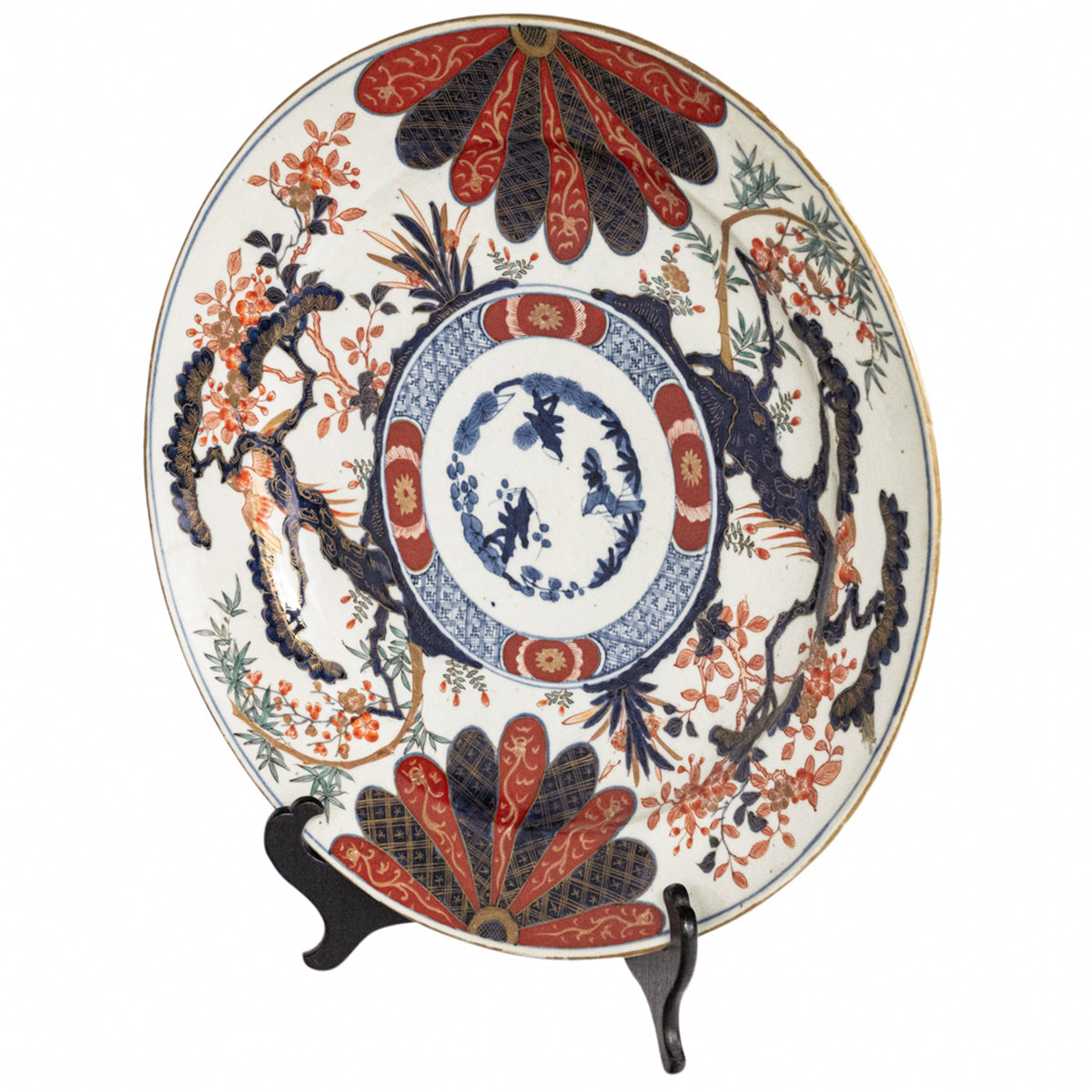 Monumental Antique Japanese Meiji Period Imari Porcelain Charger Plate 1880