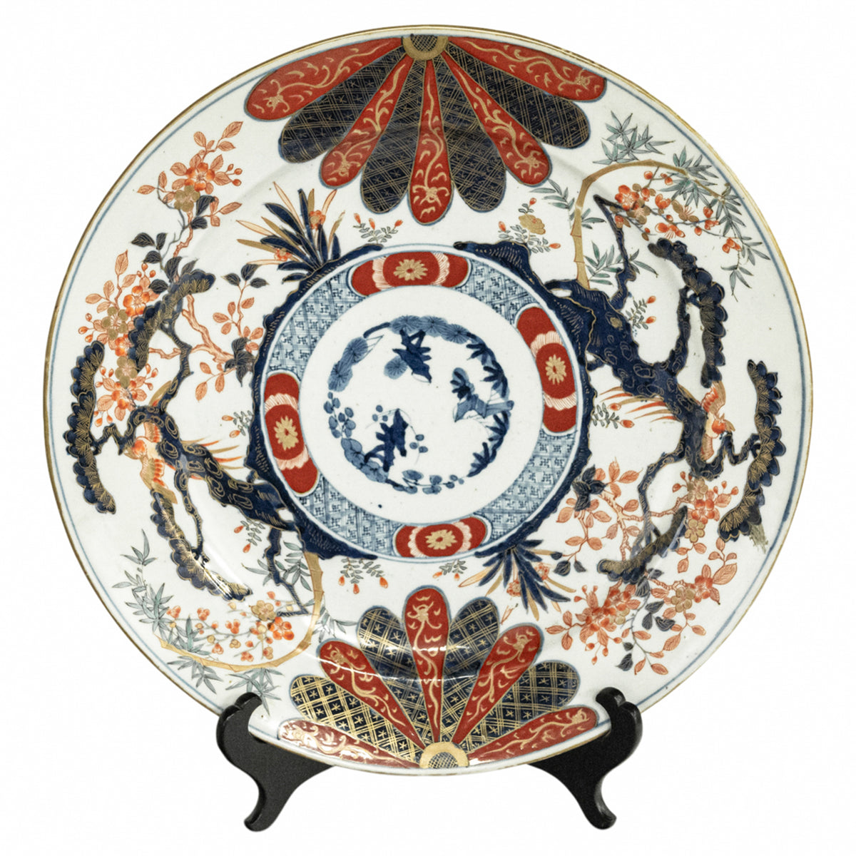 Monumental Antique Japanese Meiji Period Imari Porcelain Charger Plate 1880