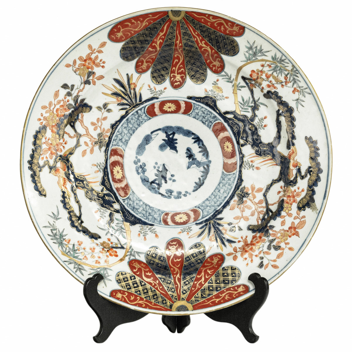 Monumental Antique Japanese Meiji Period Imari Porcelain Charger Plate 1880