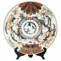 Monumental Antique Japanese Meiji Period Imari Porcelain Charger Plate 1880