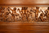 Antique Italian Neoclassical Carved Walnut Size Bed Angels Cherubs Nudes 1870