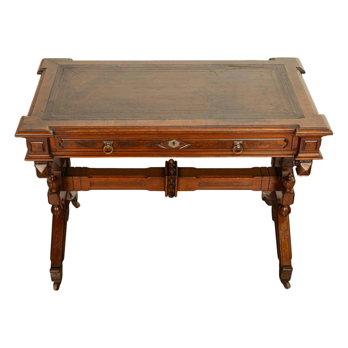 Antique American Walnut Renaissance Revival Aesthetic Movement Desk Table 1875