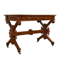 Antique American Walnut Renaissance Revival Aesthetic Movement Desk Table 1875