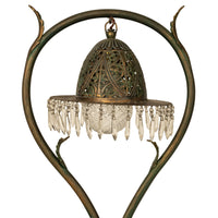 Antique Austrian Art Nouveau Organic Style Bronze & Glass Prisms Table Lamp 1900