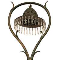 Antique Austrian Art Nouveau Organic Style Bronze & Glass Prisms Table Lamp 1900