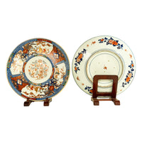 Monumental 22" Pair Antique Japanese Meiji Porcelain Imari Chargers Plates 1880