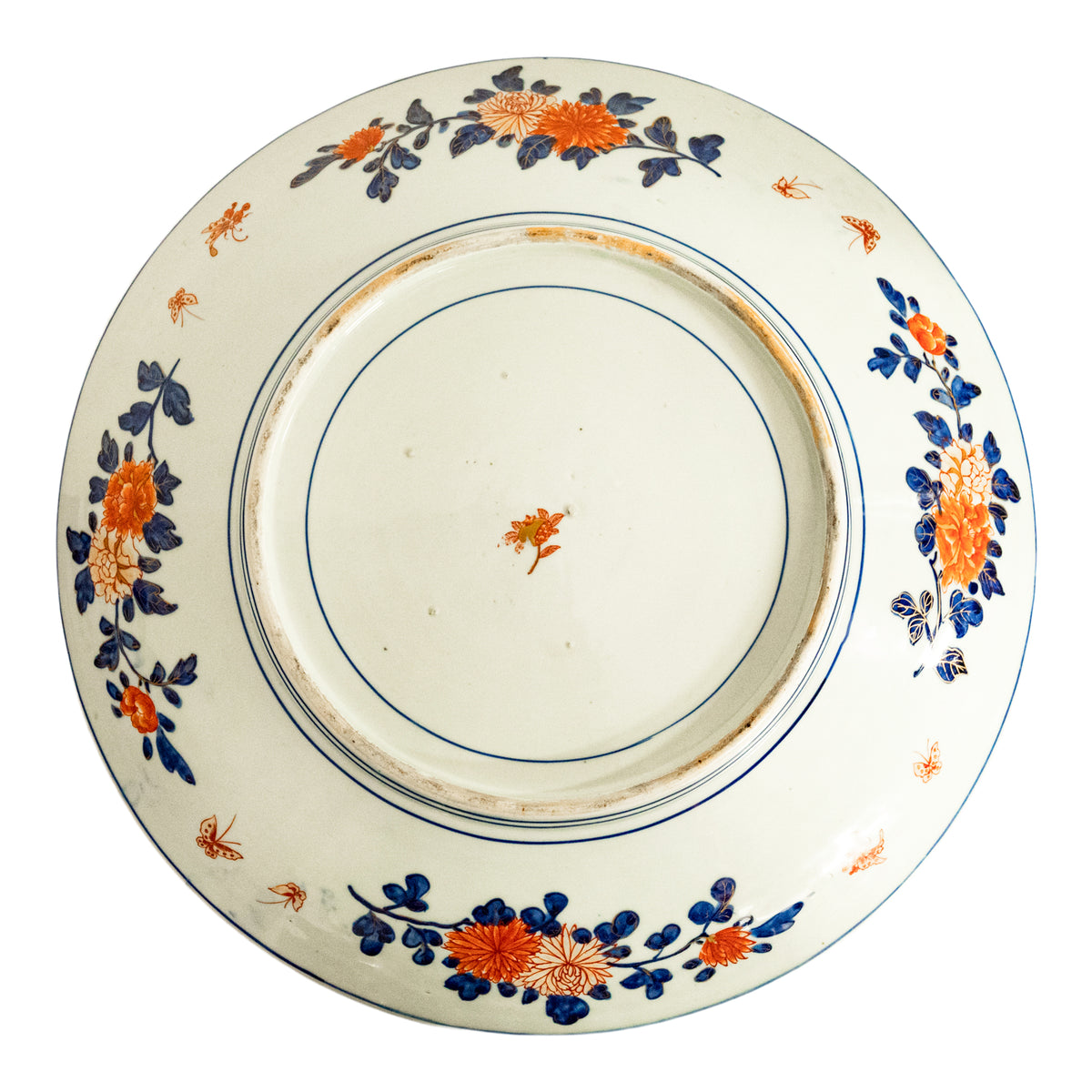 Monumental 22" Pair Antique Japanese Meiji Porcelain Imari Chargers Plates 1880