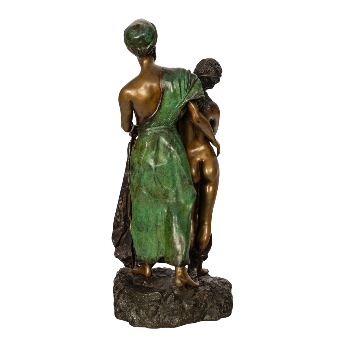 Franz Bergmann Orientalist Arab Slave Nude Group Cold Painted Bronze Signed 1910