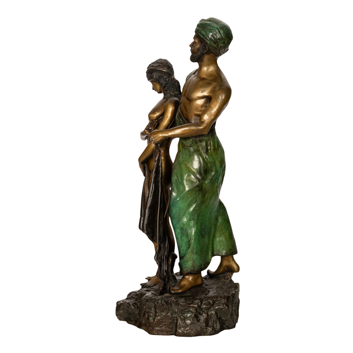 Franz Bergmann Orientalist Arab Slave Nude Group Cold Painted Bronze Signed 1910