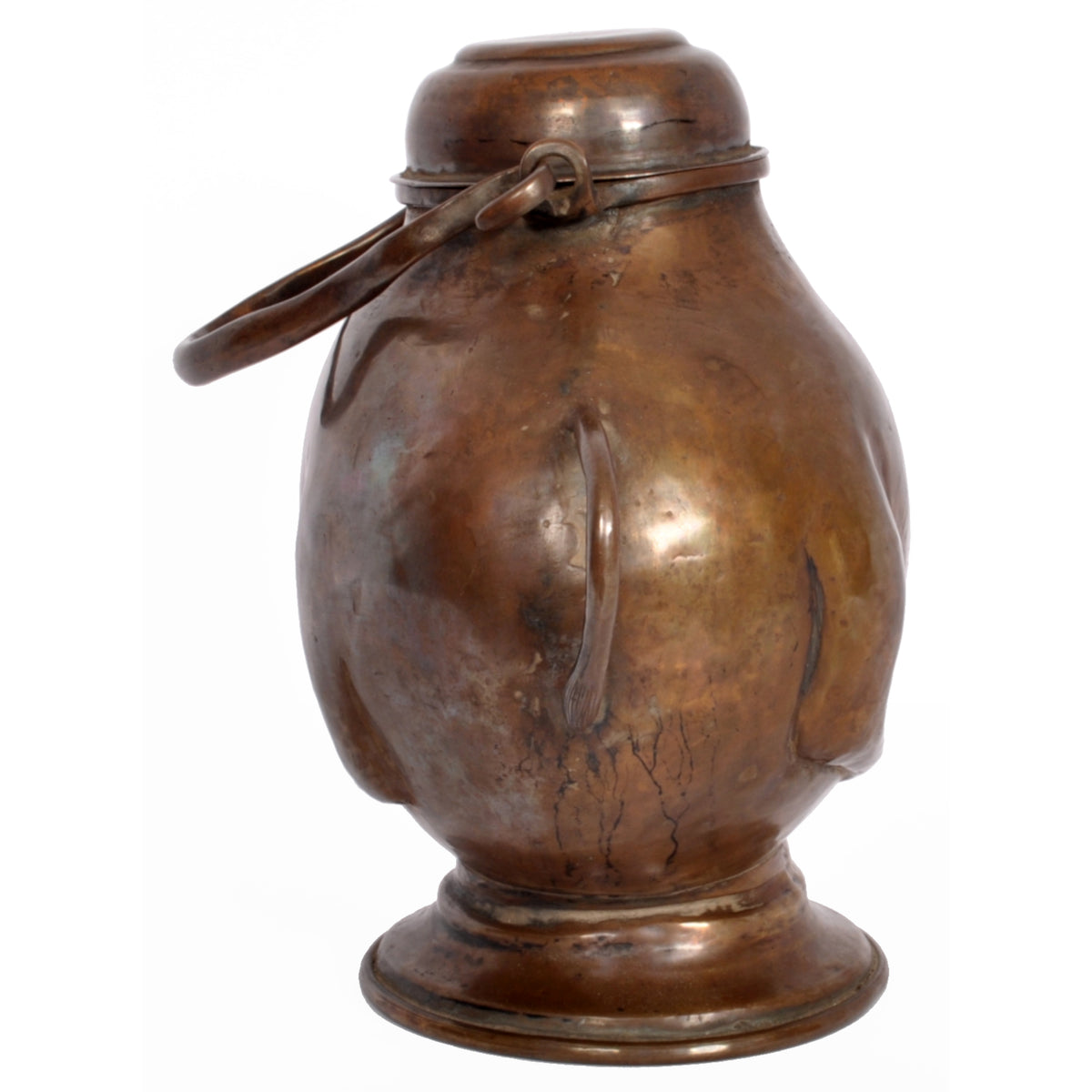 Antique 19th Century Indian Hindu Copper Sacred Nandi Bull Water Vessel 1800