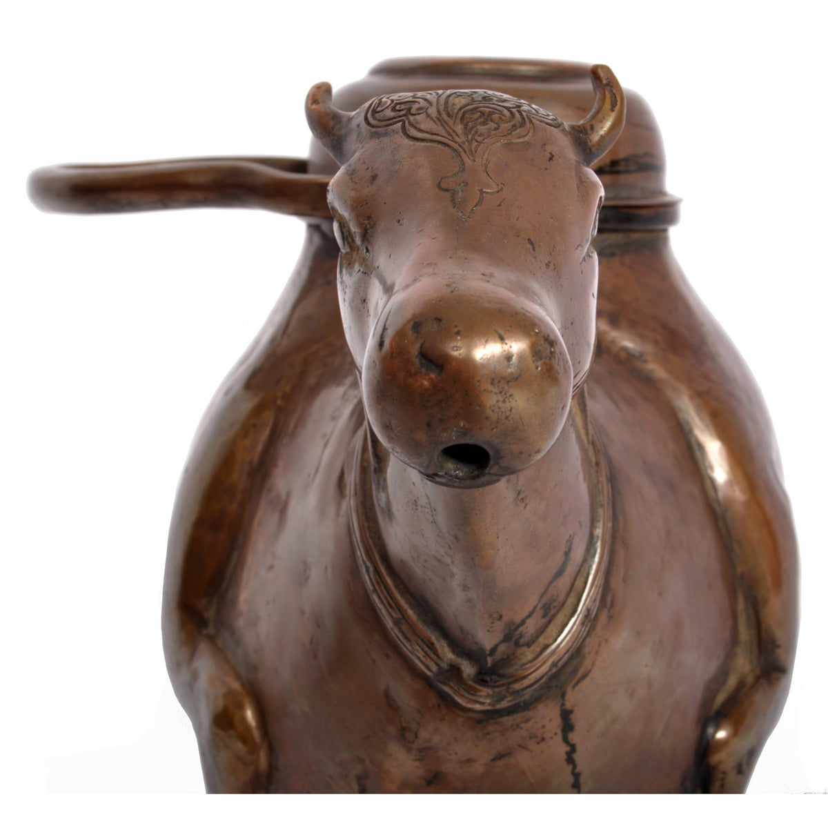 Antique 19th Century Indian Hindu Copper Sacred Nandi Bull Water Vessel 1800