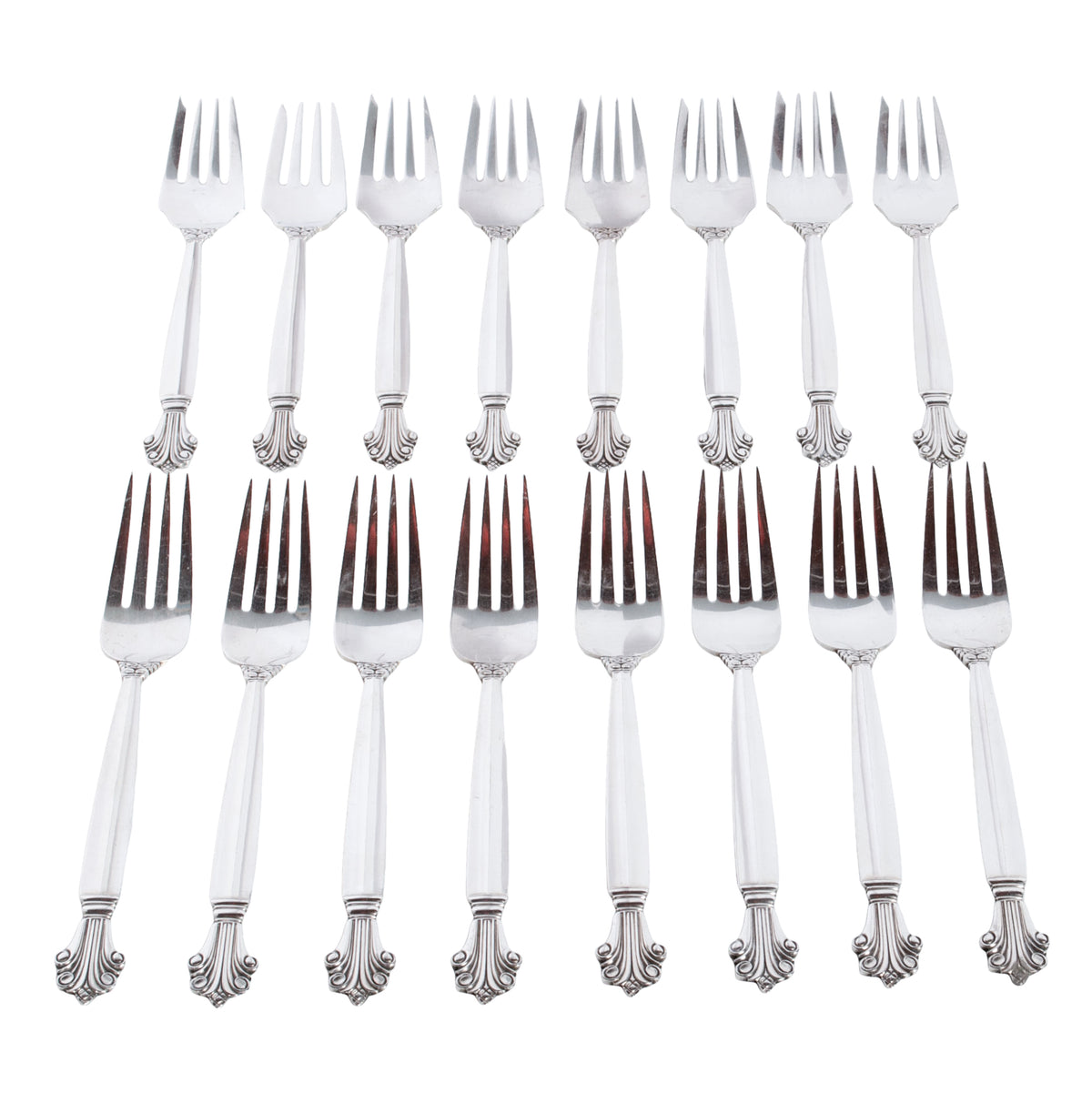 Georg Jensen Acanthus Danish Sterling Silver 69 Piece Flatware Dining Set for 8