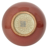 Antique Chinese 19th Century Qing Red Sang de Boeuf Oxblood Crackle Glaze Vase