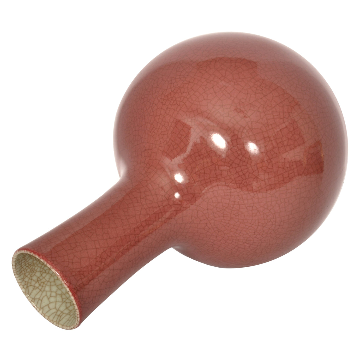 Antique Chinese 19th Century Qing Red Sang de Boeuf Oxblood Crackle Glaze Vase