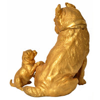Large Antique Austrian Gilded Bronze Desk Set Sculpture Pug Dogs & Puppies, Circa 1910