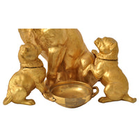 Large Antique Austrian Gilded Bronze Desk Set Sculpture Pug Dogs & Puppies, Circa 1910